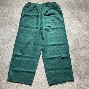 Flax hunter green linen pants